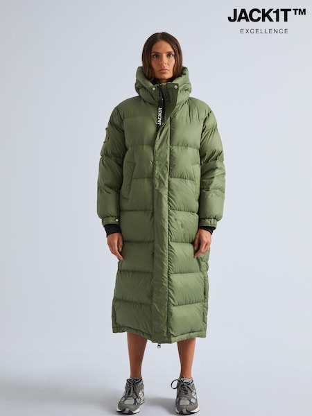 JACK1T Green Cocoon Extra Long Coat (AV1409) | €528