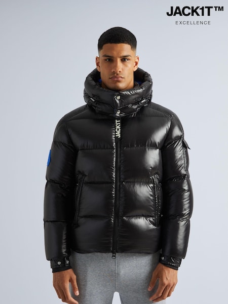 JACK1T EZ Slick Puffer Hooded Black Jacket (AV1412) | €494