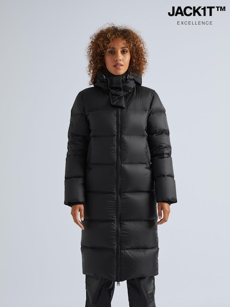 JACK1T Diamond Down Dry Extra Long Black Coat (AV1422) | ₪1,936
