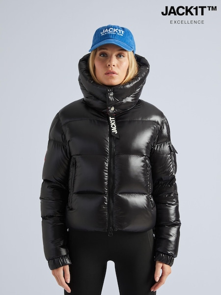 JACK1T EZ Slick Puffer Hooded Black Jacket (AV1424) | €528