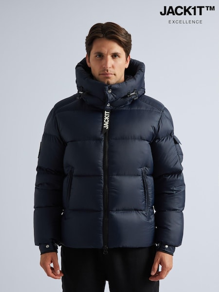 Albastru - JACK1T EZ Dry Puffer Hooded Black Jacket (AV1474) | 1,798 LEI