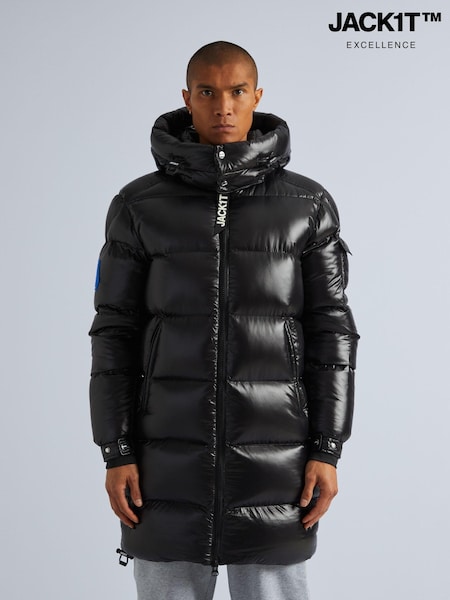 Jack1t Ez Slick Puffer Hooded Black Coat (AV1483) | ‏1,836‏₪