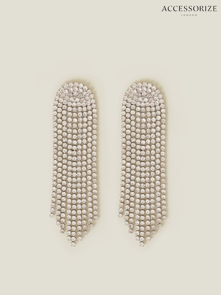 Accessorize White Diamante Chain Tassel Earrings (AV1614) | 62 QAR