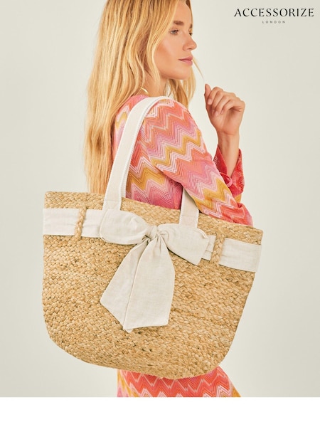 Accessorize Jute Bow Shopper Bag (AV1644) | ‏176‏₪