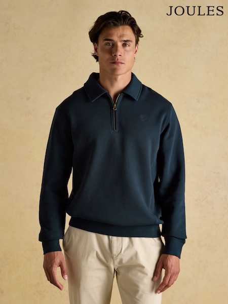Joules Jenkins Navy Brushed Cotton Collar Sweatshirt (AV1687) | R$ 590