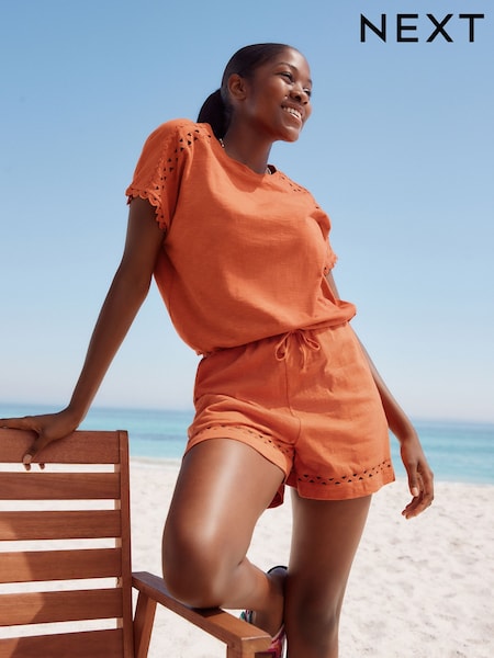 Orange 100% Cotton Jersey Summer Shorts (AV1746) | 530 UAH