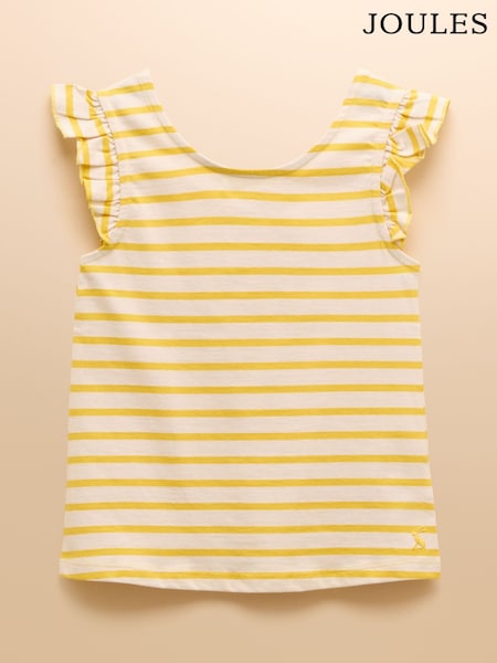 Joules Butterfly Yellow & White Frill Sleeve Vest (AV1764) | R$ 110 - R$ 150