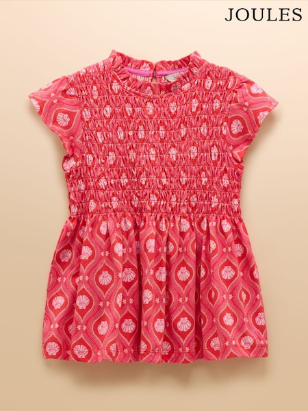 Joules Gracie Pink Shirred Short Sleeve Top (AV1765) | R$ 160 - R$ 195