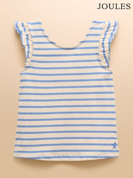 Joules Butterfly Blue & White Frill Sleeve Vest (AV1766) | R$ 110 - R$ 150