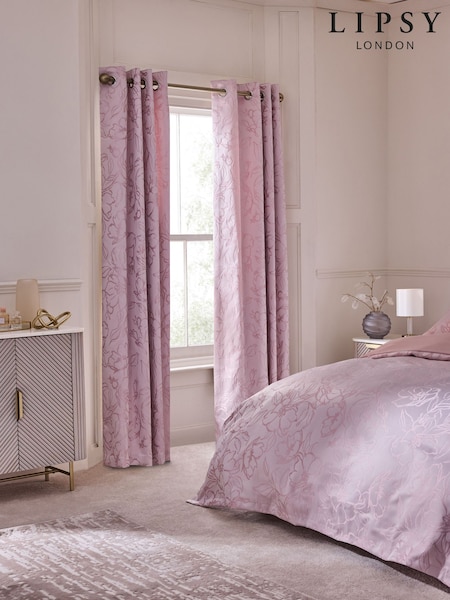 Lipsy Pink Eyelet Paige Floral Print Jacquard Curtains (AV1771) | €95 - €171
