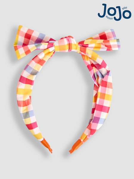 JoJo Maman Bébé Coral Gingham Bow Hairband (AV1773) | €11