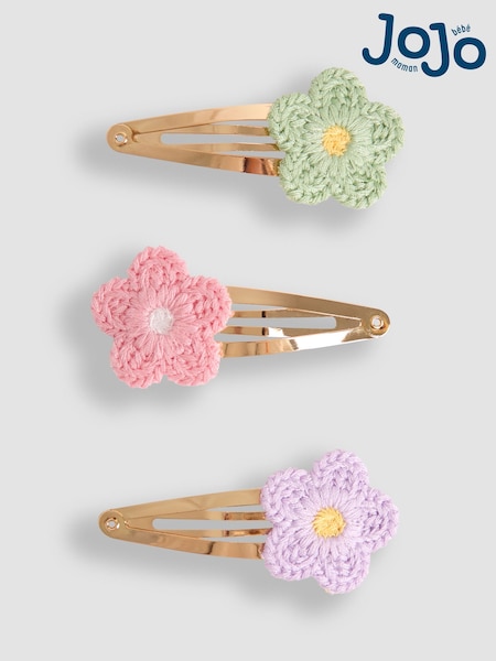 JoJo Maman Bébé Pastel 3-Pack Crochet Flower Clips (AV1797) | $14