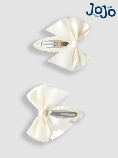 JoJo Maman Bébé Cream Bow Hair Clips 2 Pack (AV1802) | 30 QAR