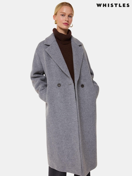 Whistles Grey Petite Eliza Double Breasted Coat (AV1812) | ₪1,655