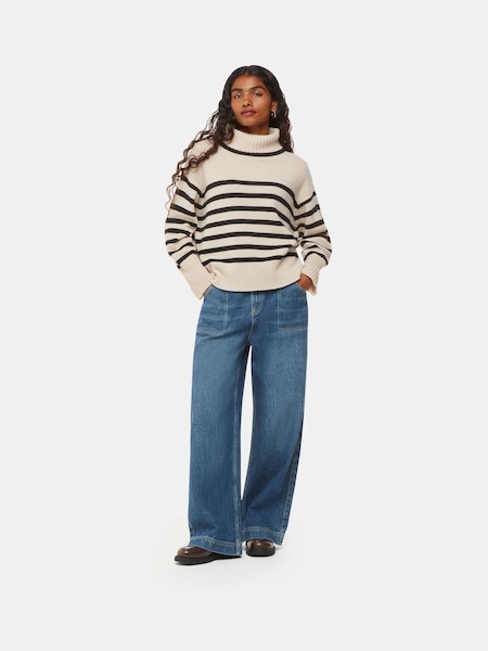 Whistles White Petite Stripe Wool Roll Neck Jumper (AV1814) | R$ 1.175