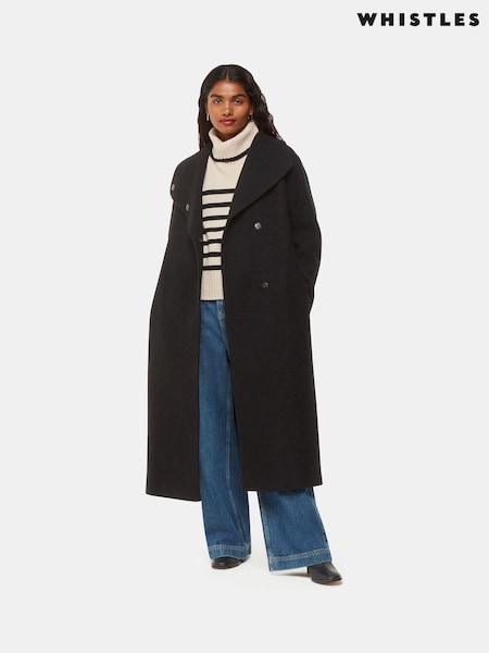 Whistles Black Petite Morgan Funnel Neck Coat (AV1834) | €420