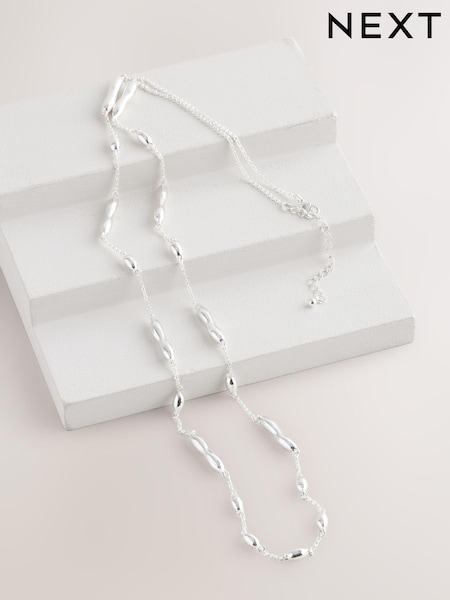 Silver ton - Long Rope Necklace (AV1845) | kr260