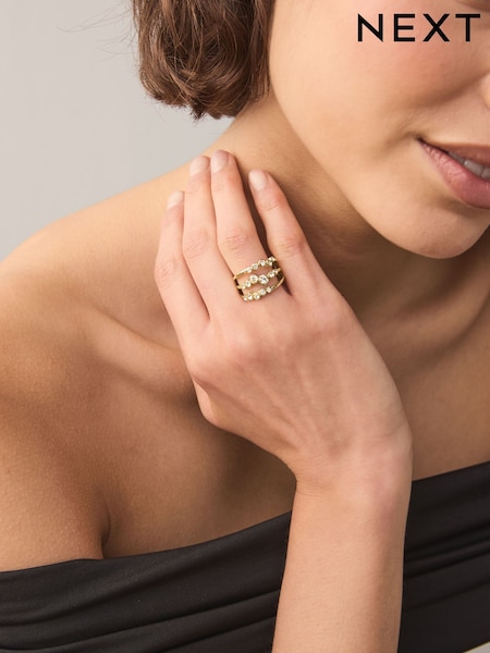 Gold Tone Sparkle Ladder Ring (AV1850) | €9
