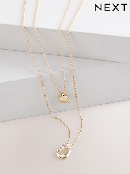 Gold Tone Molten Drop Layer Necklace (AV1853) | €17.50