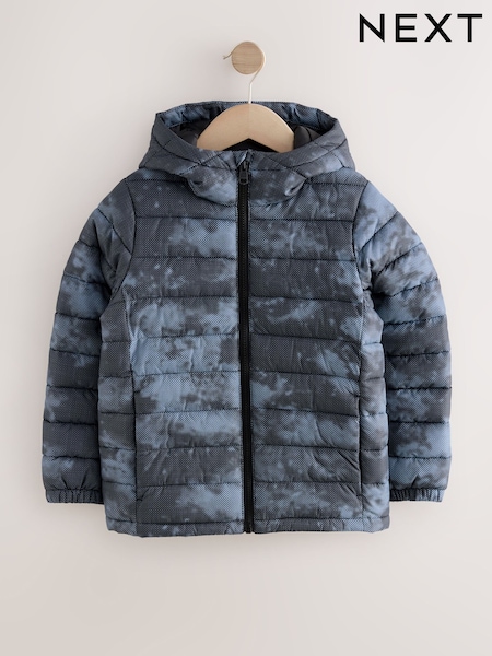 Blue Digital Print Quilted Midweight Hooded Jacket (3-17yrs) (AV2056) | €35 - €49