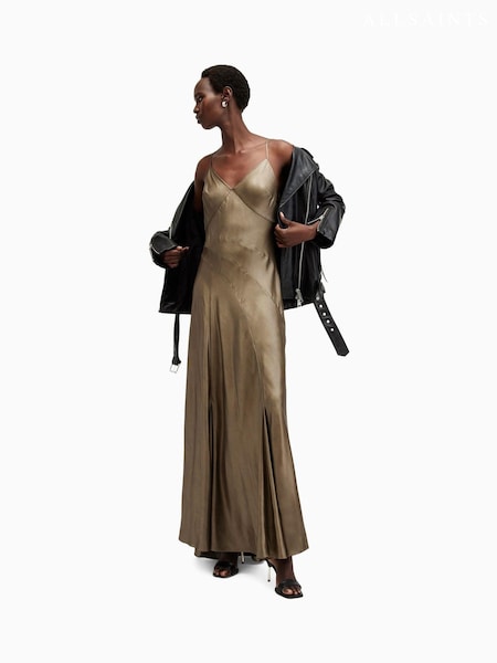 AllSaints Gold Lili Maxi Dress (AV2255) | 492 QAR