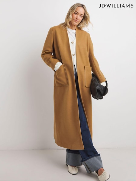 JD Williams Collarless Longline Coat (AV2271) | 391 LEI