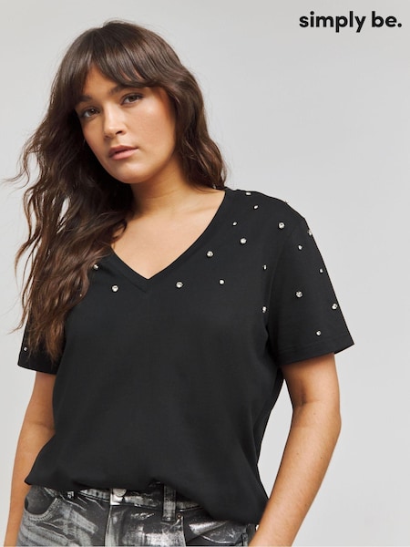 Simply Be Embellished 100% Cotton T-Shirt (AV2275) | 186 LEI