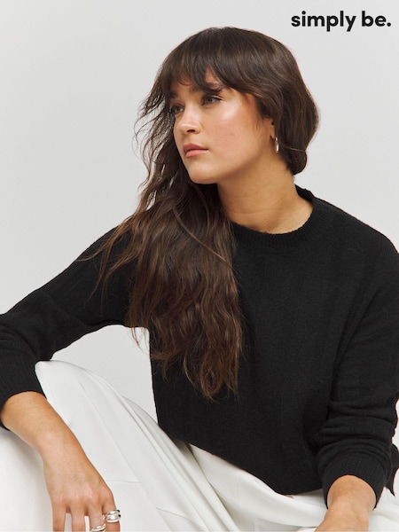 Simply Be Black Rib Crew Neck Jumper (AV2307) | €33
