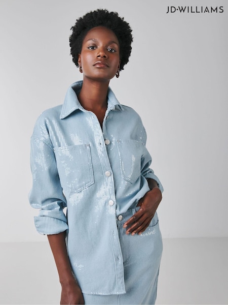 JD Williams Blue Clear Sequin Denim Shirt (AV2310) | €41