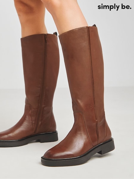 Simply Be Knee High Flat Stretch Detail Boots In Extra Wide Fit Super Curvy Calf (AV2318) | 69 €