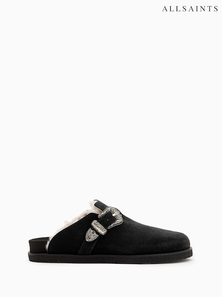 AllSaints Black Carlo Shearling Mules (AV2343) | €330