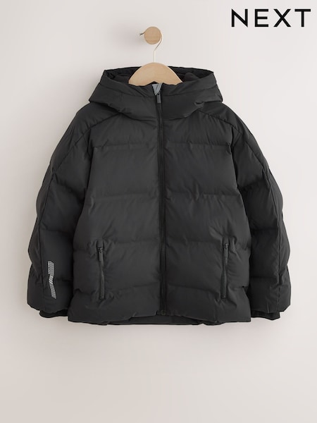 Black Shower Resistant Microfleece Lined Padded Coat (3-17yrs) (AV2375) | OMR17 - OMR24