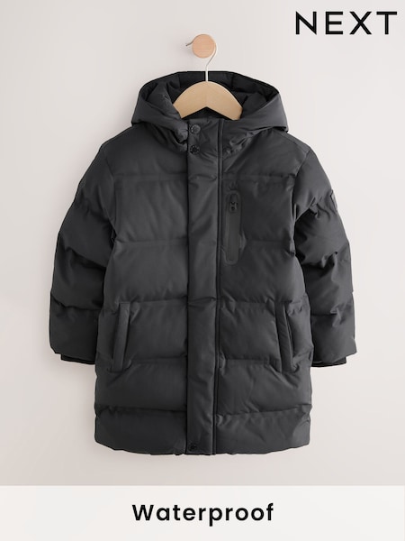 Negru - Palton impermeabil lung, căptușit cu fleece, pentru copii (3-17ani) (AV2379) | 335 LEI - 484 LEI