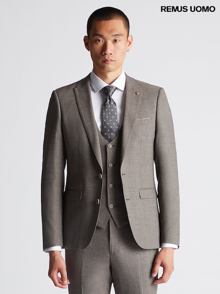 Remus Uomo Tapered Fit Checked Wool Rich Mix And Match Suit Jacket (AV2418) | €331