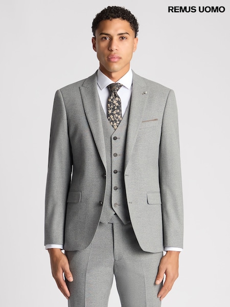 siva - Standardni kroj - Remus Uomo Tapered Fit Linen-blend Suit Jacket (AV2421) | € 211