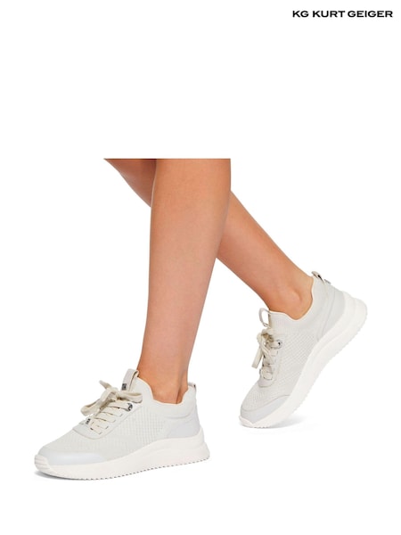 Cream - KG Kurt Geiger Layla Knit Lace Up Black Trainers (AV2489) | € 70