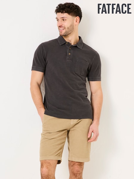 FatFace Washed Black Short Sleeve Slub Pique Polo (AV2517) | €39