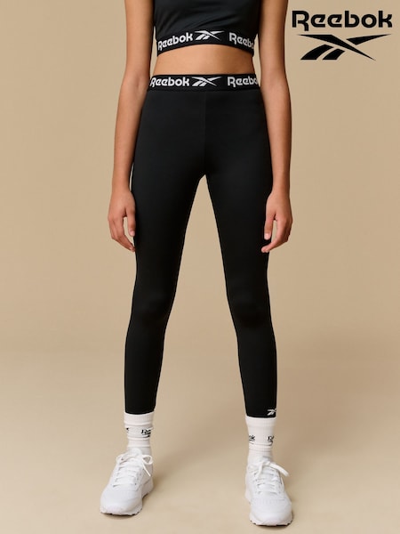 Reebok Girls Logo Tape High Waist Black Leggings (AV2553) | €18.50