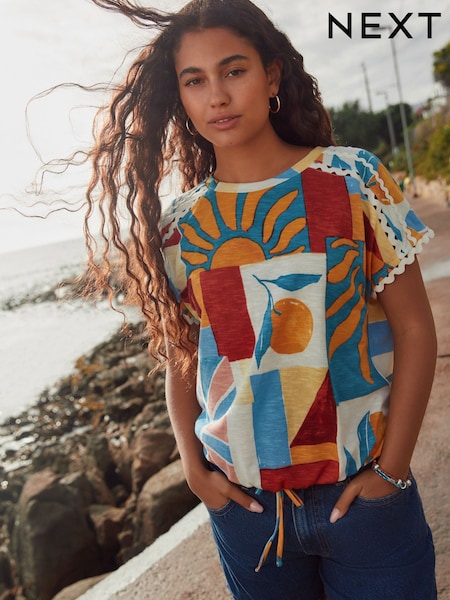 Valkoinen/sitruuna - Lyhyt hiha Bubblehem 100% Cotton T-paita (AV2661) | €21