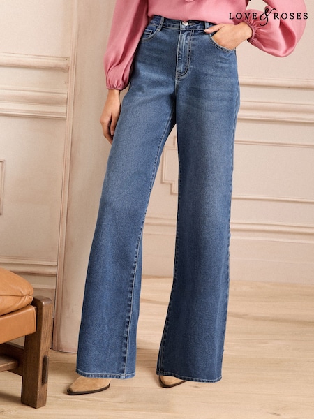 Decolorat - Love & Roses Relaxat Evazat Blugi (AV2666) | 372 LEI