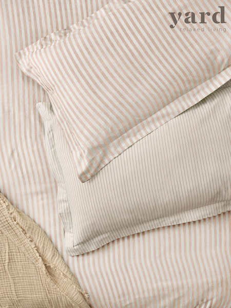 Yard Set of 2 Blush Hebden Melange Stripe 100% Cotton Pillowcases (AV2669) | AED58