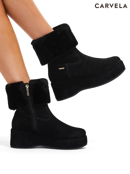 Black - Carvela Apres Faux Fur Boots (AV2690) | 1,333 LEI