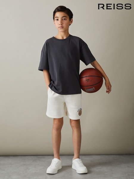 Reiss Off White Arto 3-9 yrs Basketball-Embroidered Shorts (AV2782) | €49