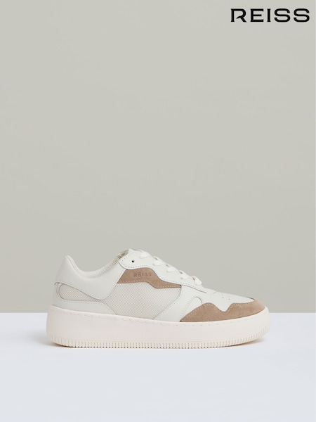 Reiss Taupe Ruth Leather And Mesh Platform Trainers (AV2785) | €215