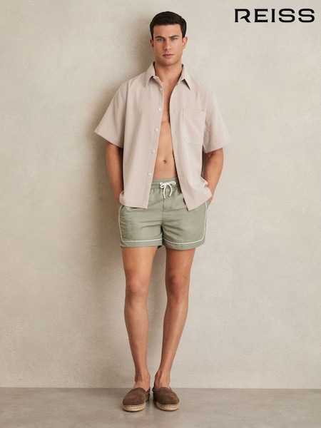 Reiss Pistachio/Off White Azure Piped Drawstring Swim Shorts (AV2786) | SGD 187