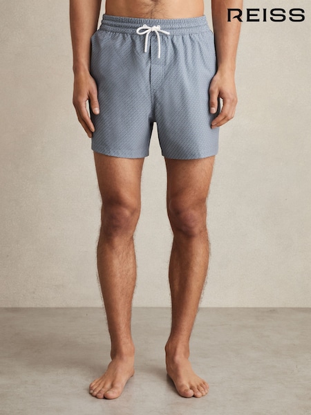 Reiss Airforce Blue Tito Drawstring Geometric Print Swim Shorts (AV2787) | €104
