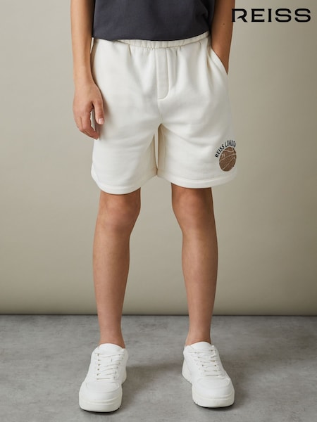 Reiss Off White Arto 9-13 yrs Basketball-Embroidered Shorts (AV2789) | €55