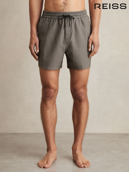 Reiss Dark Navy Tito Drawstring Geometric Print Swim Shorts (AV2798) | kr1 363