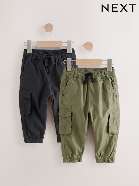 Black/Khaki Lined 100% Cotton Cargo Trousers (3mths-7yrs) (AV2841) | $45 - $51