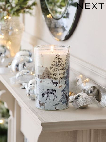 Silver Festive Spice Pillar Candle (AV2878) | €13